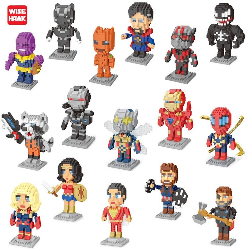 Disney Movie building blocks Bricks assembly Spiderman Ant-Man Venom Captain Anime Mini Action Figures Heads Toys kids Gifts