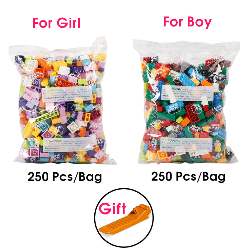 250-1500pcs DIY Building Blocks Bulk City Creative Classic Bricks Assembly Model Figures Kids Educational Toys for Children