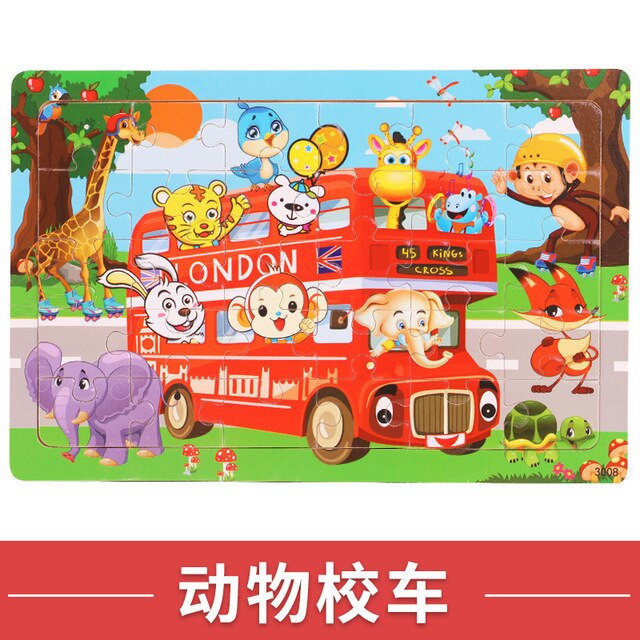 Wooden 30pc Animal Puzzles for Children
