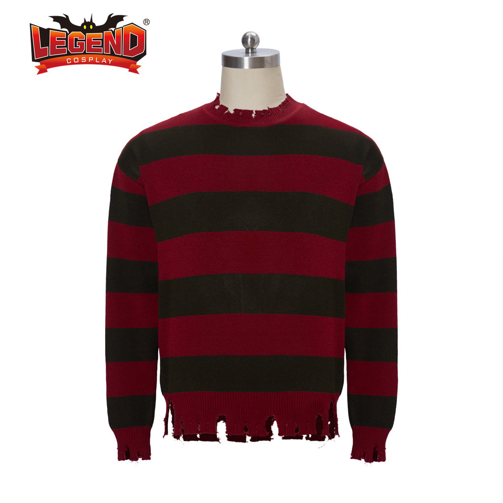 Freddy Krueger Cosplay Sweater Horror Costume A Nightmare On Elm Street Long Sleeve Knitted Striped Top Clothes for Women Men