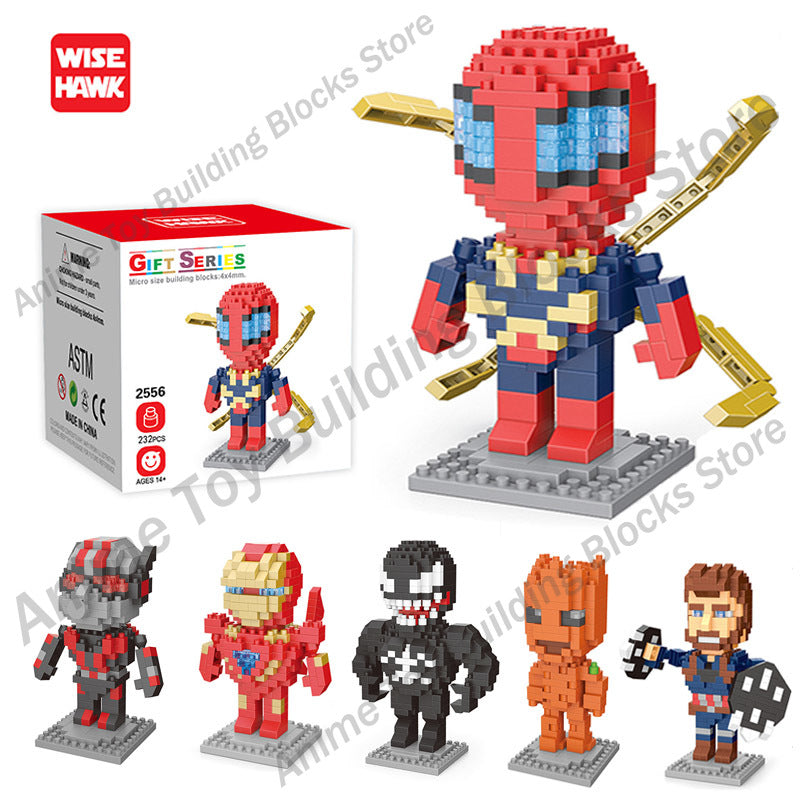 Disney Movie building blocks Bricks assembly Spiderman Ant-Man Venom Captain  Anime Mini Action Figures Heads Toys kids Gifts