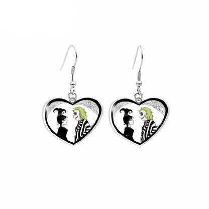 Beetlejuice Characters Handmade Epoxy Acrylic Fish Hook Dangle Earrings