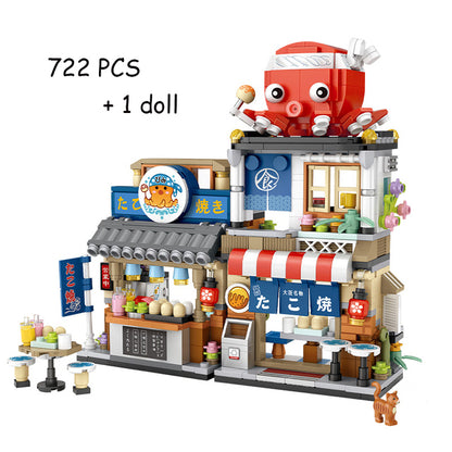 New LOZ Creative Sea Fish Food House Model Building Block MOC Retail Store With Figure Dolls Bricks Sets Boys Toys Kids Gifts