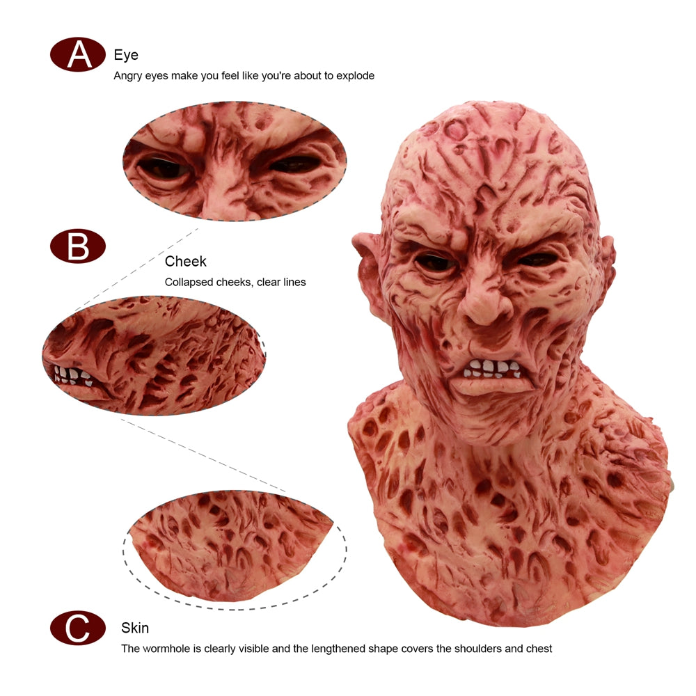 Cosmask Halloween Realistic Adult Party Costume Horror Mask Deluxe Freddy Krueger Mask Scary  Carnival Cosplay  Mask