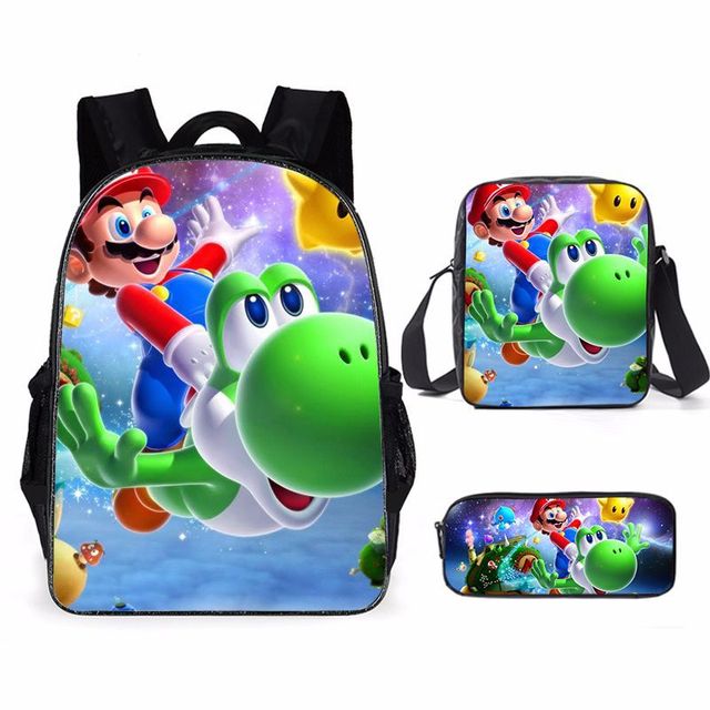 Super Mario Bro Sonic Children School Bag Backpack