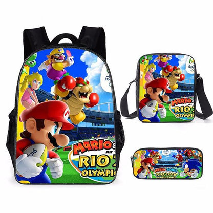 Super Mario Bro Sonic Children School Bag Backpack