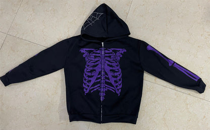 Spider Web and Skeleton Bones Skull Hoodies