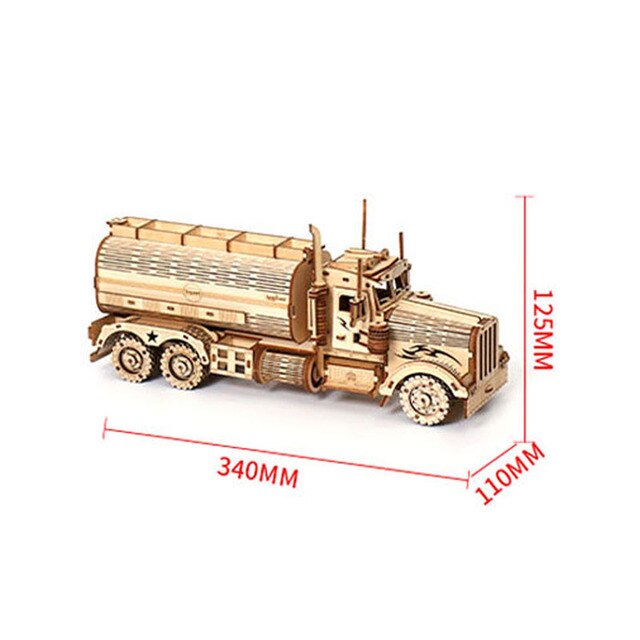 Wooden 3D Diesel Tanker Truck Building Blocks