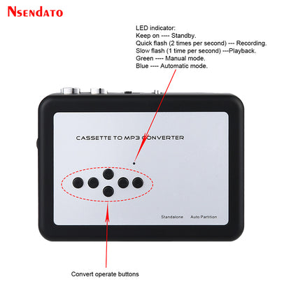 Ezcap 231 USB Cassette Tape Music Audio Player to MP3 Converter Tapes Cassette  Player Recorder Save MP3 File to USB Flash/USB