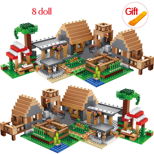 My World The Farm Cottage Building Blocks Technic Compatible Minecrafted Village House Figures Brick Toys for Children