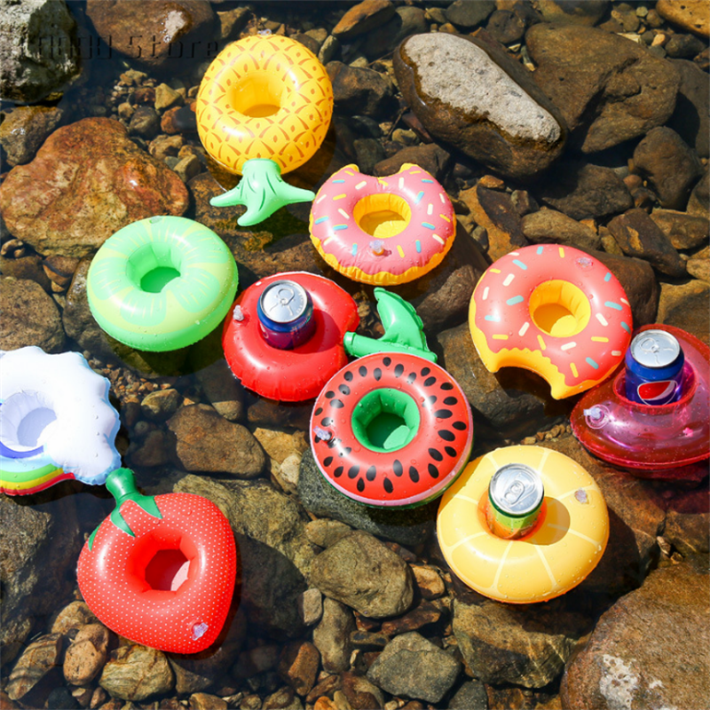 Inflatable Cup Holder Swimming Pool Accessories Drink Floating Donut Pool Float Swimming Ring Party Toys Beach Bar Mini