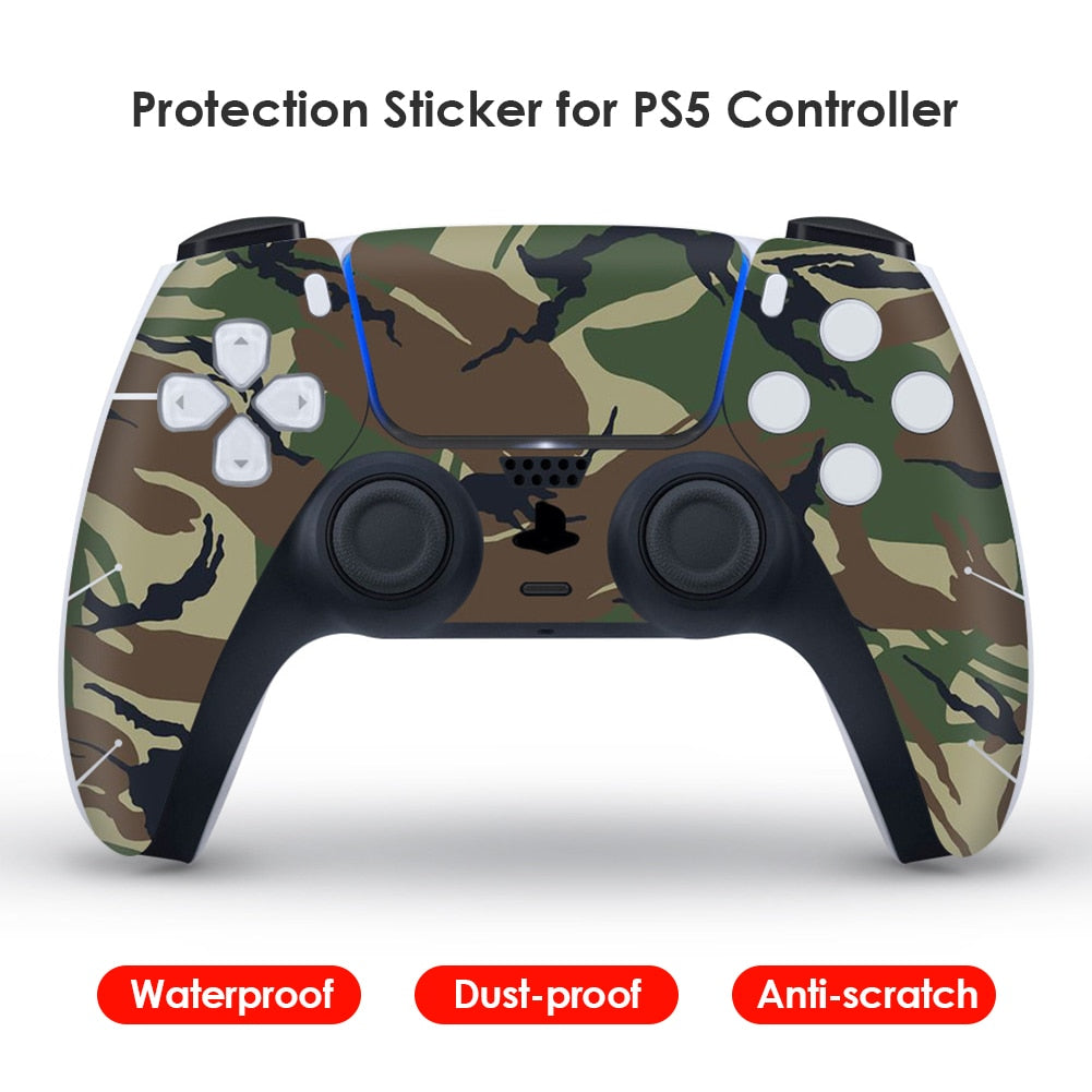 Camouflage Waterproof Protective Decal Sticker for PS5 Controller