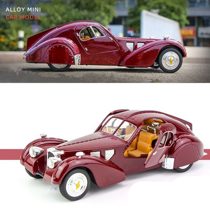 1:28 Bugatti TYPE 57SC Classic Alloy Car Model Diecasts Metal Toy Vehicles Car Model Simulation Sound Light Collection Kids Gift