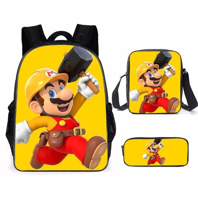 Super Mario Bro Sonic Children School Bag Backpack