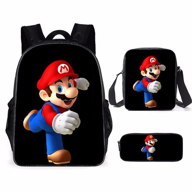 Super Mario Bro Sonic Children School Bag Backpack