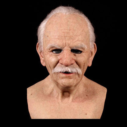 Halloween Masquerade Cosplay Old Bald Grandpa And Grandma Beard Old Scary Party Mask Man And Women Party Props Mask  Horror Mask