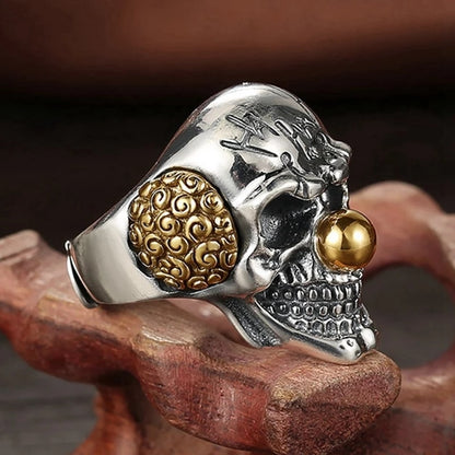 Silver Joker Skull Ring