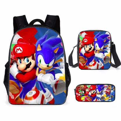 Super Mario Bro Sonic Children School Bag Backpack