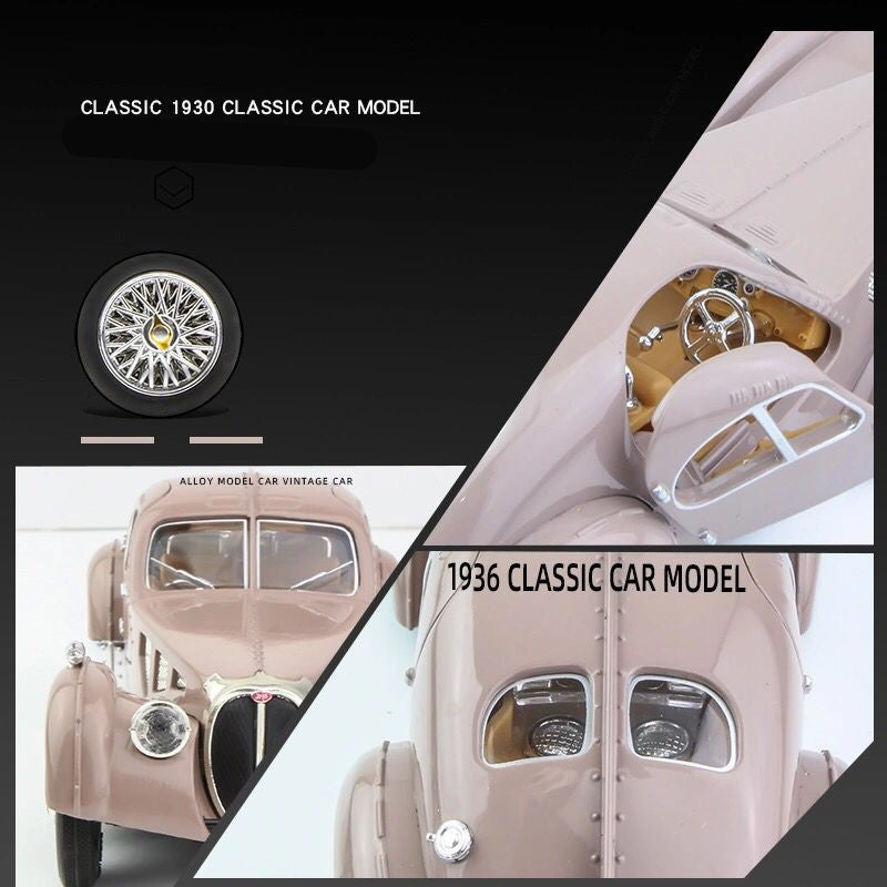 1:28 Bugatti TYPE 57SC Classic Alloy Car Model Diecasts Metal Toy Vehicles Car Model Simulation Sound Light Collection Kids Gift