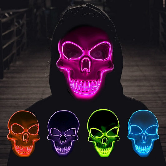 Neon LED Light-up Skeleton Halloween Mask