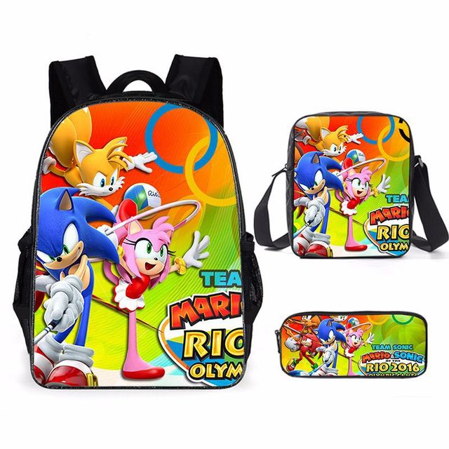 Super Mario Bro Sonic Children School Bag Backpack