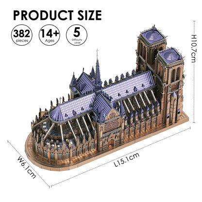 3D Metal Notre Dame Cathedral Paris Puzzle Model Building Kit