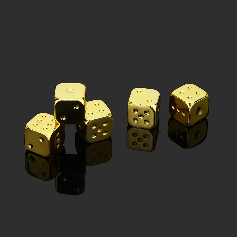 5 PCS/Set Gold/Silver Metal Funny Dice Standard Six Sided Decider Board Game Acessorios 13mm