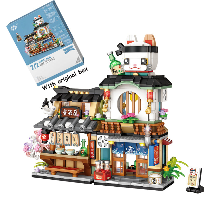 New LOZ Creative Sea Fish Food House Model Building Block MOC Retail Store With Figure Dolls Bricks Sets Boys Toys Kids Gifts