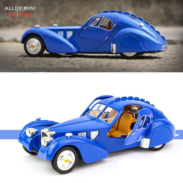 1:28 Bugatti TYPE 57SC Classic Alloy Car Model Diecasts Metal Toy Vehicles Car Model Simulation Sound Light Collection Kids Gift