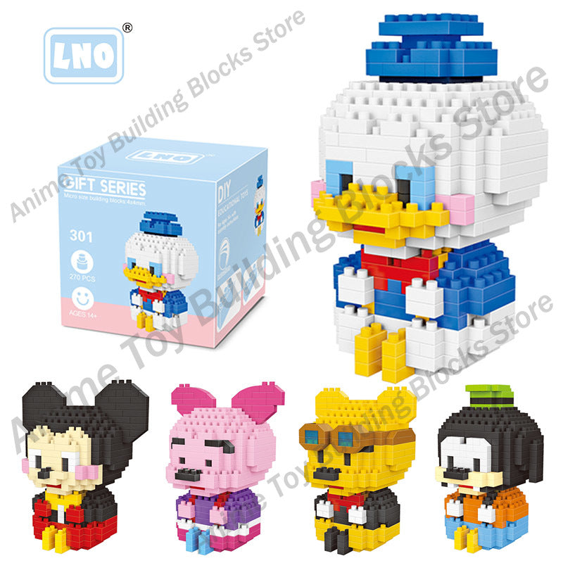 Disney building blocks Bricks assembly Mickey Mouse Minnie Donald Duck Pooh Bear Anime Mini Action Figures Heads Toys kids Gifts