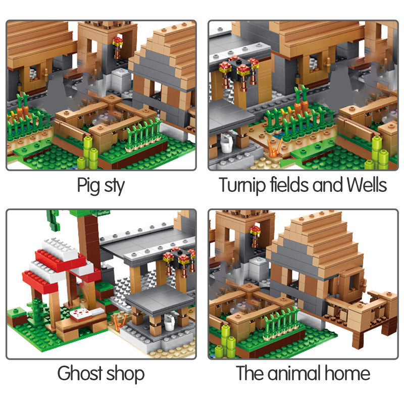 My World The Farm Cottage Building Blocks Technic Compatible Minecrafted Village House Figures Brick Toys for Children