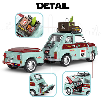 Technical Creative Camper Mini Van Building Blocks MOC City Sports Car Trailer Model Bricks With Scene Assembling Toy Gift Set