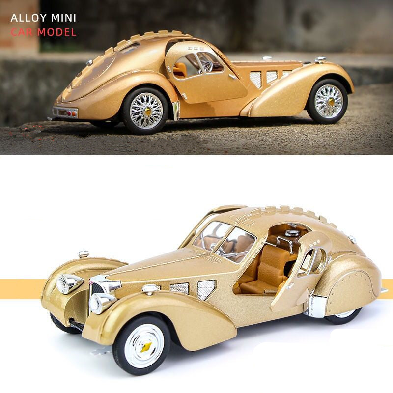 1:28 Bugatti TYPE 57SC Classic Alloy Car Model Diecasts Metal Toy Vehicles Car Model Simulation Sound Light Collection Kids Gift