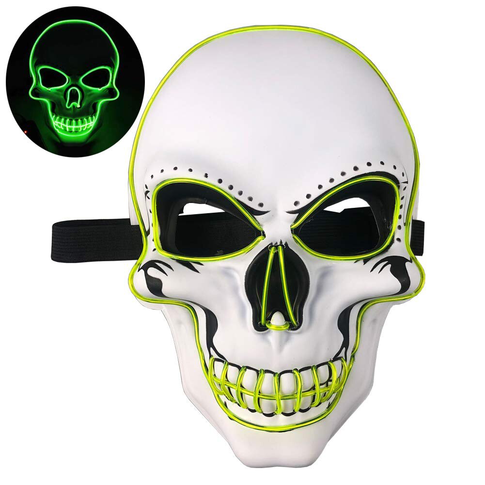 Neon LED Light-up Skeleton Halloween Mask