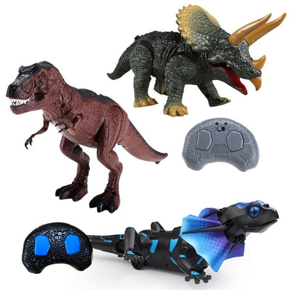 Kids Remote Control Animals Toy Dinosaur with Walking Roars Glow Eyes Tyrannosaurus Triceratops Lizard Toys for Boys Girls