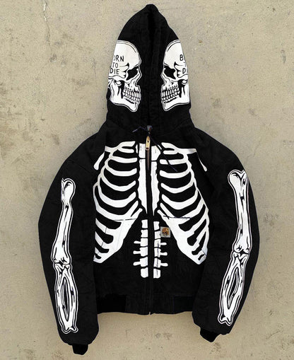 Men's Skeleton Hoodie Full Face Zip