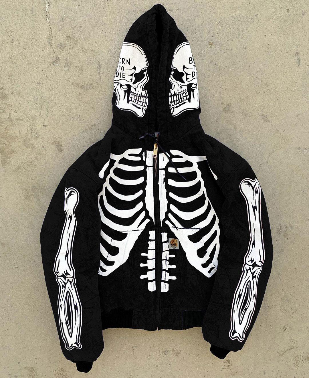 Men's Skeleton Hoodie Full Face Zip