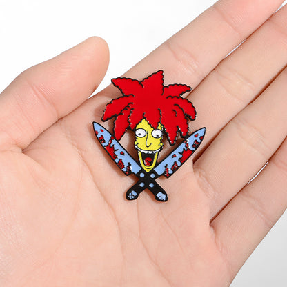 Meme Sideshow Bob Enamel Pins Double Dagger TV show Cartoon character nternet brooch cute Enamel pins For Friends Fans