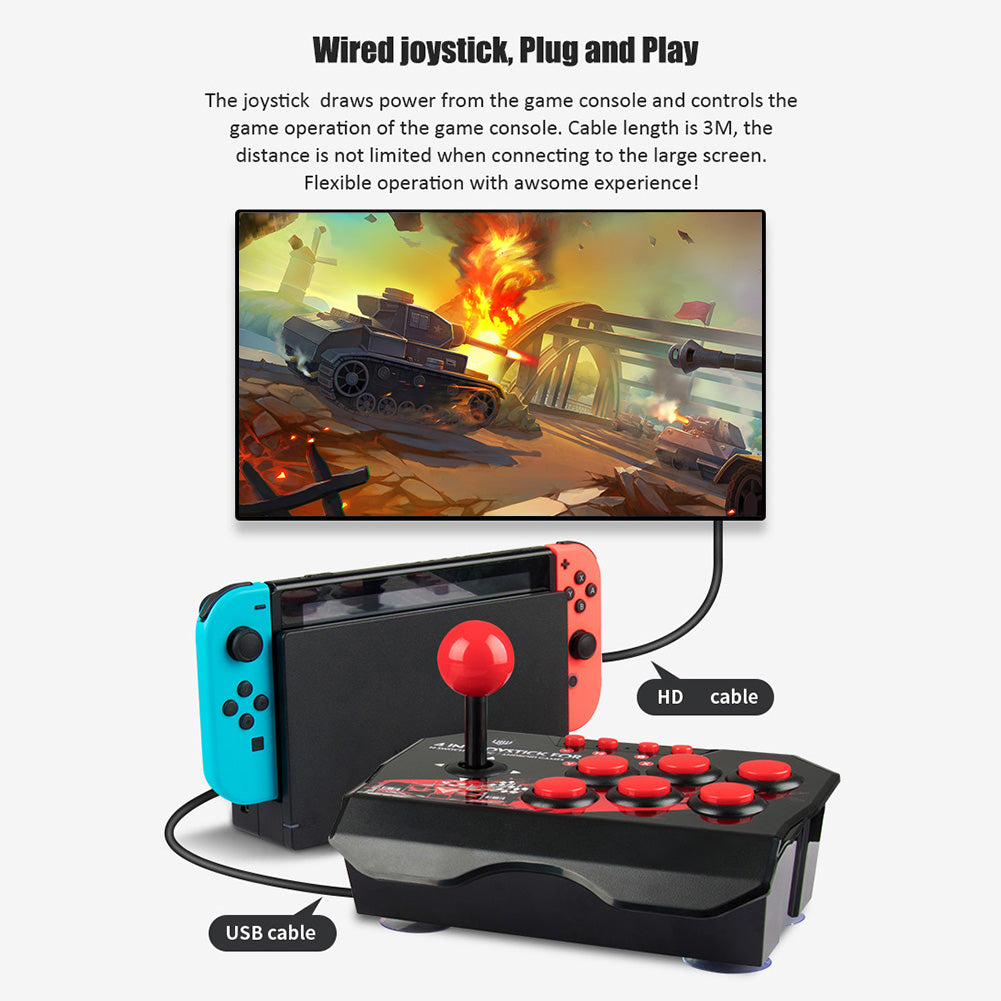 4-in-1 USB Wired Game Joystick Arcade Controller for PS3/Switch/PC/Android TV