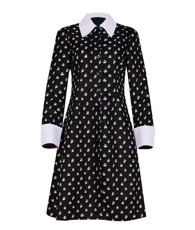 Wednesday Addams Black Dresses White Collar Costume