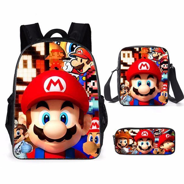 Super Mario Bro Sonic Children School Bag Backpack