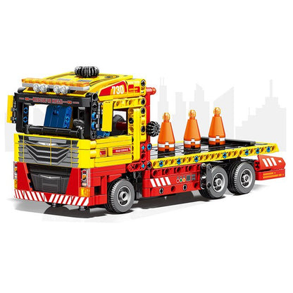 Traffic Rescue Vehicle Big Flatbed Truck Building Block Bricks Set