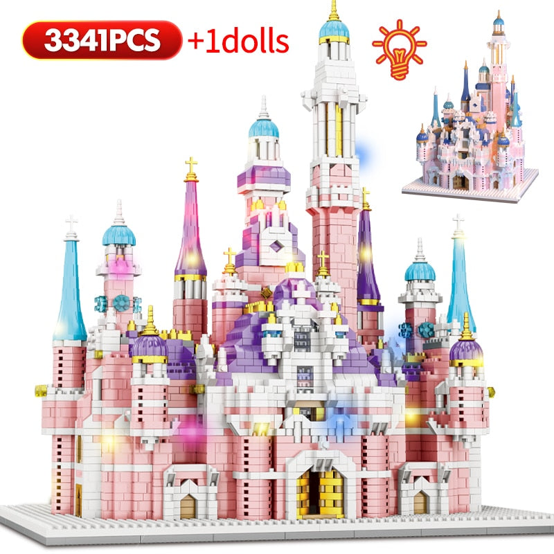 LED Light Up Mini Dream House Tale Princess Castle Building Block Brick Toys