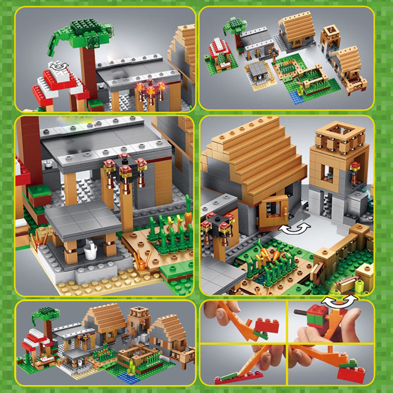 My World The Farm Cottage Building Blocks Technic Compatible Minecrafted Village House Figures Brick Toys for Children