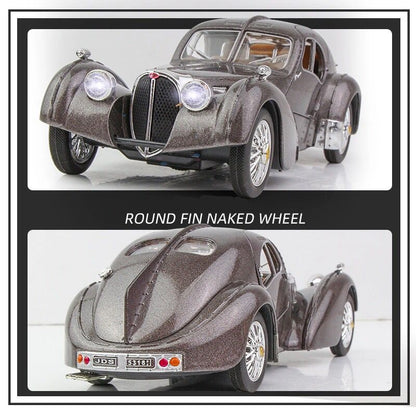 1:28 Bugatti TYPE 57SC Classic Alloy Car Model Diecasts Metal Toy Vehicles Car Model Simulation Sound Light Collection Kids Gift