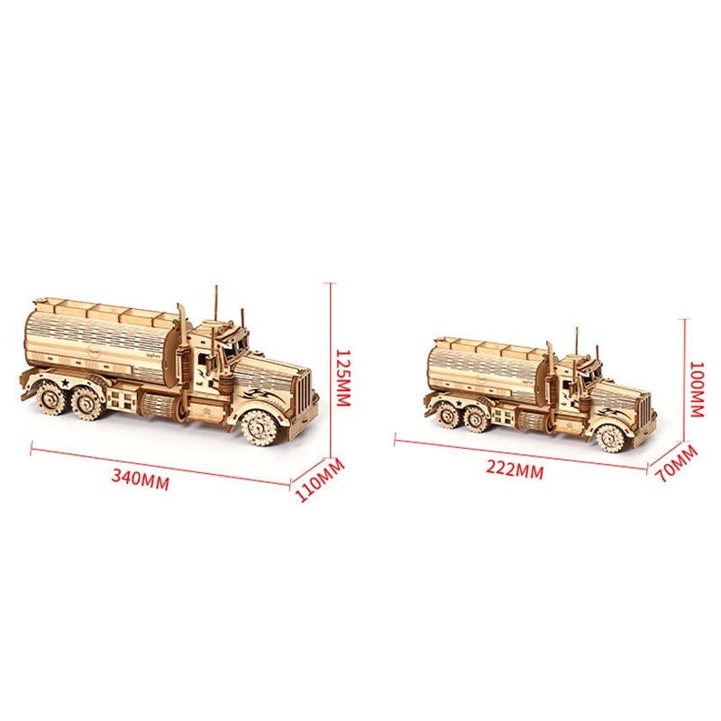 Wooden 3D Diesel Tanker Truck Building Blocks