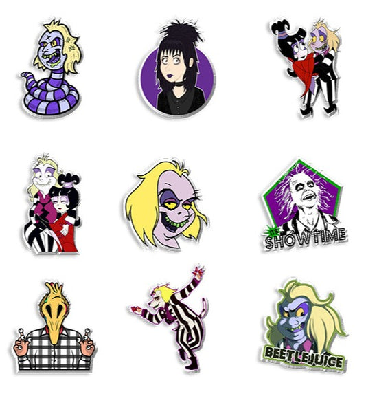 Beetlejuice Characters Handcrafted Epoxy Acrylic Lapel Pins