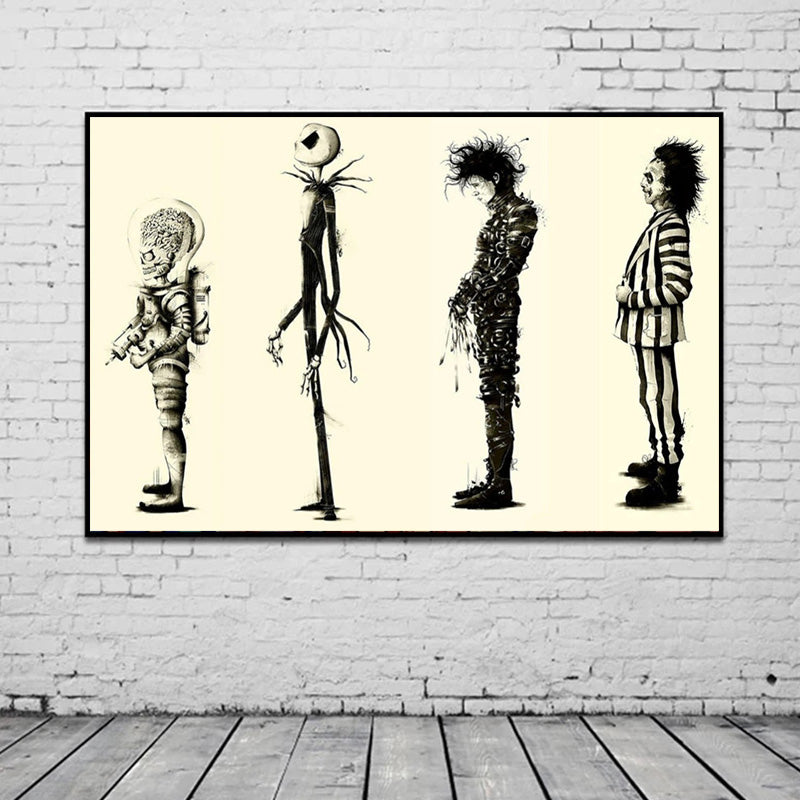 Tim Burton Beetlejuice Edward Scissorhands Film Posters Prints For Living Room Classic Movie Canvas Painting Wall Art Home Decor