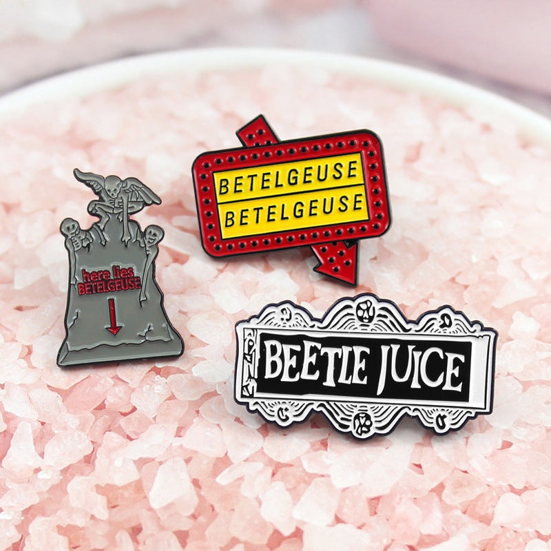 2019 Fashion Beetlejuice Enamel Pin Thriller comedy badge brooch Gothic Punk Movie Jewelry Gift for friends bag shirt trinket