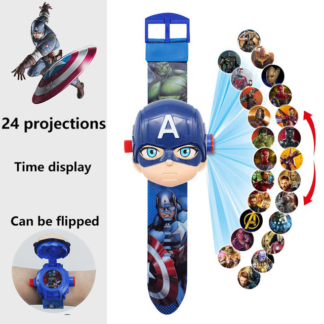 17 Style Disney Cartoon Children Watch 3D Projection Cartoon Superheroes Spider-man Iron Man Digital Watches Children Watch Toy